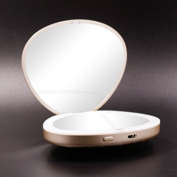 sufeile led makeup mirror light portable creative charging treasure folding dressing mini hd princess pocket mirror d40