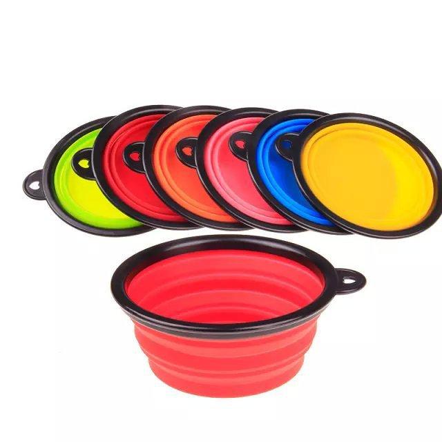 Luxury Pet Silica Gel Bowl Pet Dog Folding Portable Bowls For Dog Feeders 6 Colors Available Retail Sale