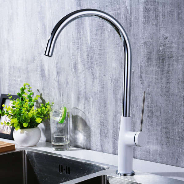 chrome plated brass kitchen faucets and cold water mixers white/black paint rounded water taps