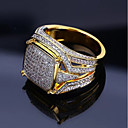 Men's Ring Signet Ring Cubic Zirconia 1pc Gold Copper Rhinestone Geometric Stylish Luxury Hip Hop Wedding Party Jewelry Classic Cool