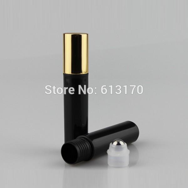 10ml Roller Bottles,Black,Steel bead,Empty Roll on Bottle for Essential Oil,Perfume,Mini Sample Vials Cosmetic Packing Container