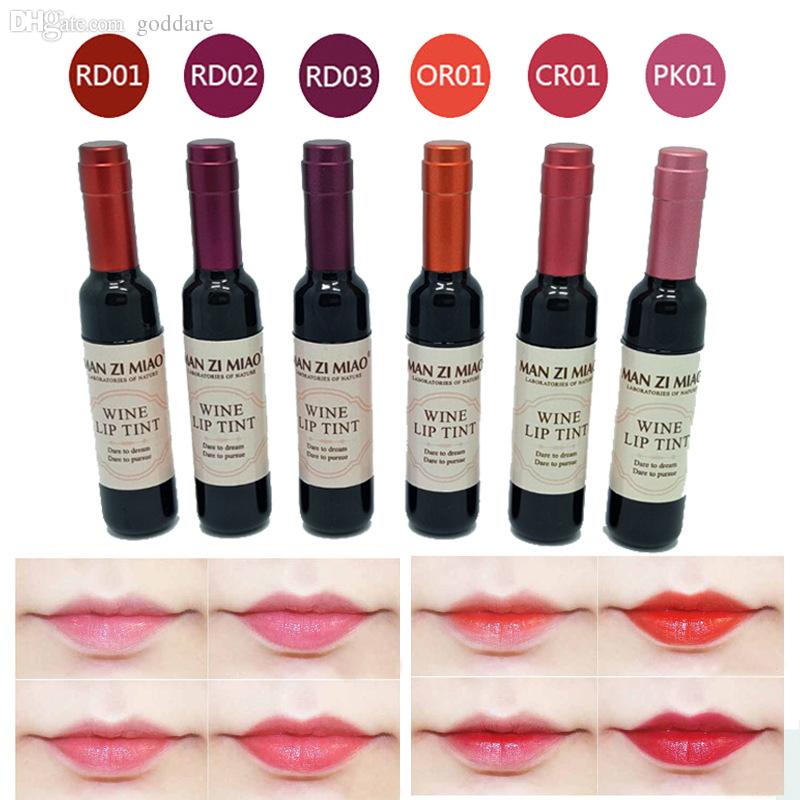Wholesale-Korean Waterproof Wine Red Shape Lip Tint Baby Pink Lip For Women Batom Makeup Liquid Lipstick Lipgloss Cosmetic M02347