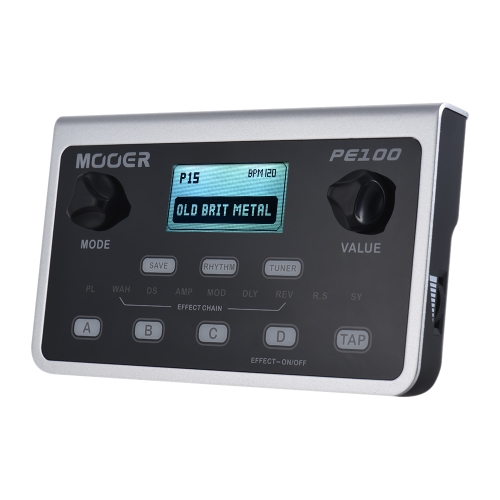 MOEER PE100 Portable Multi-Effekt-Prozessor Gitarreneffektpedal 39 Effekte 40 Drum Patterns 10 Metronome Tap Tempo