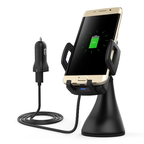 Chargeur de voiture sans fil Dodocool 10W Charge rapide Chargeur de voiture sans fil Adaptateur d'alimentation USB 1.5m Câble de charge pour Samsung Galaxy S8 / S8 + / S7 / S7 Edge / Note5 / S6 Edge Plus Compatible avec les périphériques Qi-Black