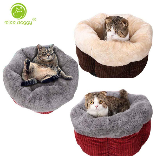 Fashion Cat Beds Sleeping Bag Corduroy Puppy Dog House with Removable Mat Soft Warm Fleece Cushion Anti-slip Bottom Cat Nest 10A