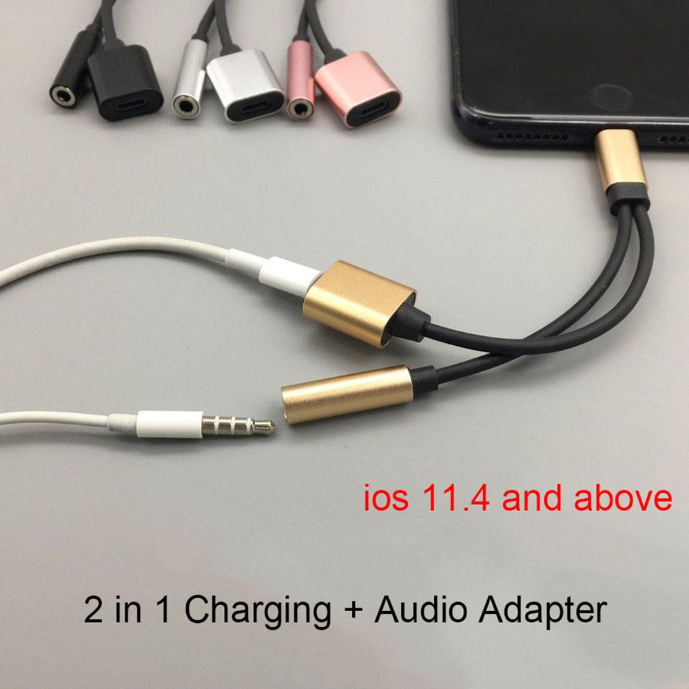For iphone 7 Audio and Chaging Adapter 3.5 Aux Jack Headphones Earphones Splitter Cable for iphone X XS Max XR 8 8 plus IOS 12