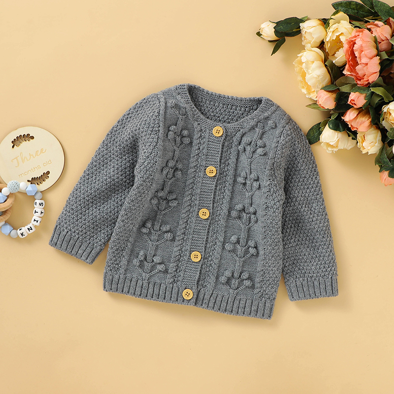 Baby Girl Solid Knitted Sweater Coat