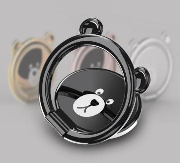 360 Degree Bear head Finger Ring Mobile Phone Smartphone Stand Holder Mount Support for universal Phone with retail package