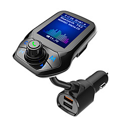 T43 Bluetooth Car FM Transmitter Auto Scan Unused Station Bluetooth Audio Adapter for Car with 1.8 Color Screen QC 3.0 EQ Modes Aux Hands-Free Calls