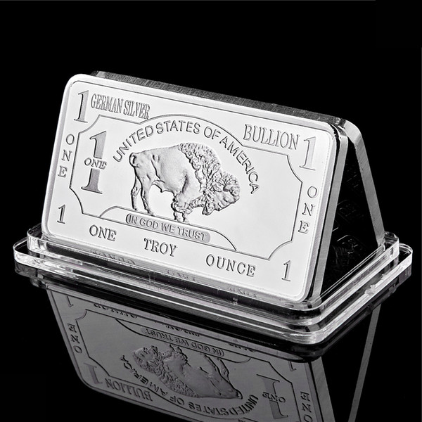 German 1 Troy Ounce Business Gift Buffalo 50mm *3mm Plated Silver Bullion Bar Medallion Coins Set Collectible
