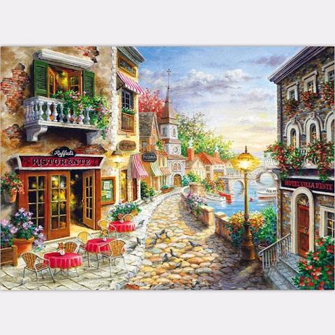 large hand-painted scenery picture of town art oil painting on canvas hmoe decor wall art landscape picture multi sizes l88