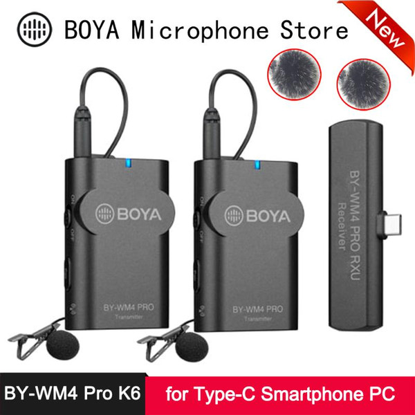 BOYA BY-WM4 Pro K6 Type-C Wireless Microphone for HUAWEI OPPO VIVO Android Smartphone PC Macbook Devices Tiktok Instagram
