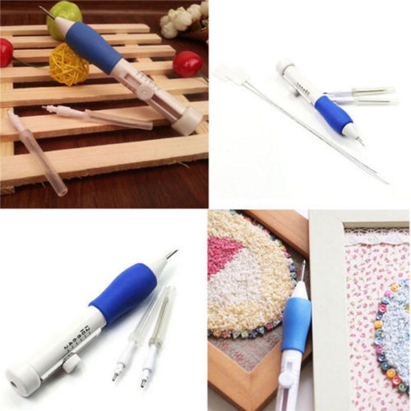Magic Props Plastic DIY Embroidery Pen Set Clothes Punch Needle Sewing Accessories Toys Kids Gift
