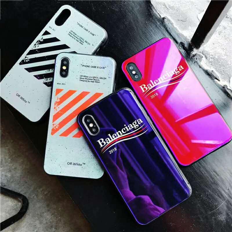One Piece Hot Luxury Fashion Models Phone Back cover Designer purple Phone Cases Glass Phone Case for iPhone XR XS MAX 6 7 8 Plus