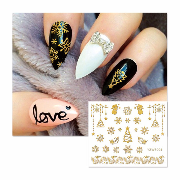 lcj 3d nail stickers beauty gold christmas design nail art charms manicure bronzing decals decorations tools 6004
