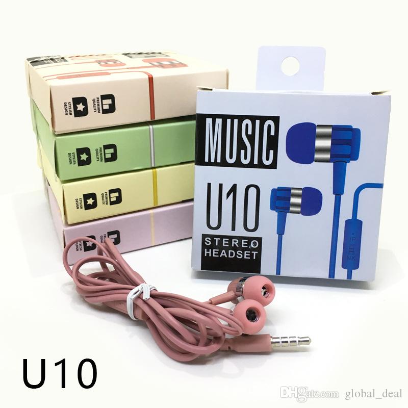 U10 3.5MM Headphone In-Ear Earphone with Mic and Remote stereo headset for iphone 5 5s 6 6s 7 plus samsung S7 S6 edge C9 Pro A9 C7 xiaomi