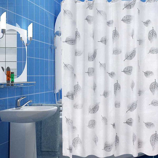 eco-friendly peva bathroom shower curtains waterproof mildewproof bath curtain leaves pattern bathroom with hooks