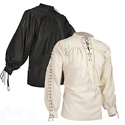 Warrior Punk  Gothic Medieval Renaissance 17th Century Blouse / Shirt Men's Costume White / Black Vintage Cosplay Party Long Sleeve Lightinthebox