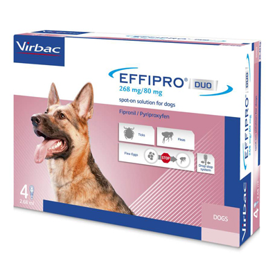 Effipro Duo Flea And Tick Spot-On Large Dogs 45 To 88 Lbs 8 Pack