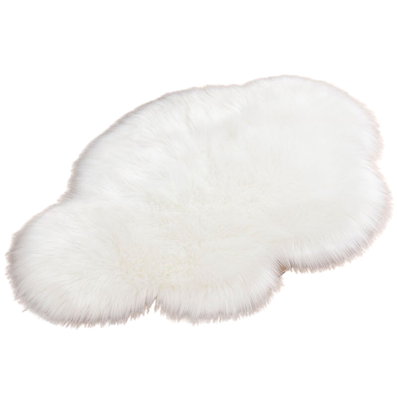 Wolkenform Teppich Weißes wollartiges Haar Einfacher moderner Bodenteppich für Home-Office-Dekoration