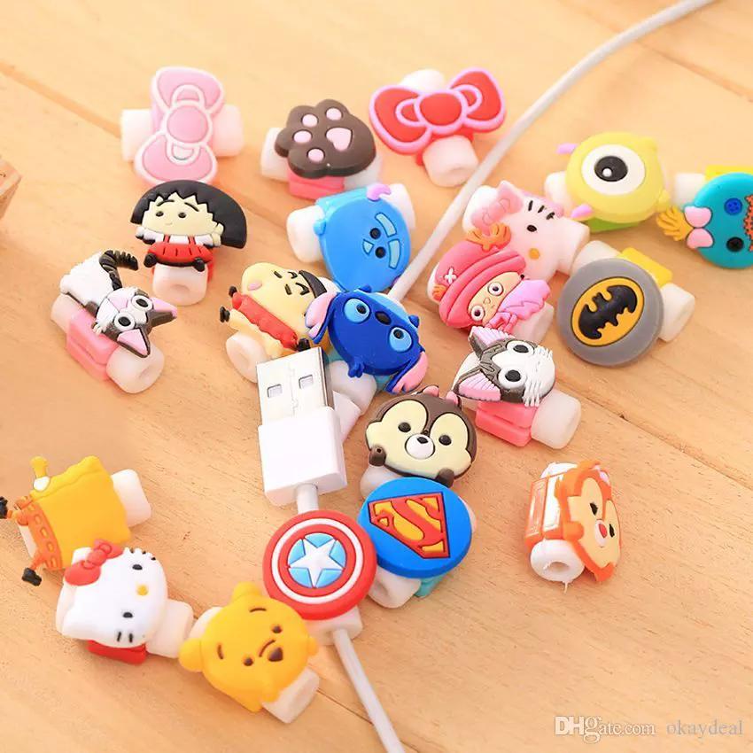 1000pcs New Protective Case Cable Winder Cover Cartoon Cable Protector Data Line Cord Protector For iPhone USB Charging Cable