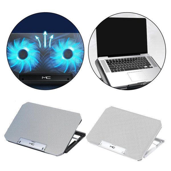 Laptop Cooling Pads Pad 12-17 Inch, Gaming Cooler Stand With 2 Quiet Fans And 4 Height Adjustable Two USB Ports
