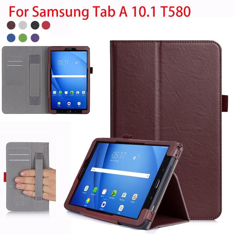 High Qualtiy PU Leather Case For Galaxy Tab A A6 10.1 2016 T580 SM-T585 T580N Cases Cover Tablet Hand Holder Shell Funda