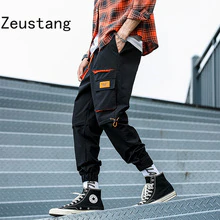Zeustang 2020 Men's Side Pockets Cargo Pants Hip Hop Casual Male Tatical Joggers Trousers Fashion Casual Streetwear Pants K117