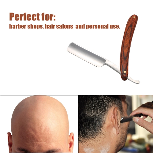 Antiguos recta corte acero de los hombres plegable navaja barbero Retro barba garganta afeitar mango madera hombre