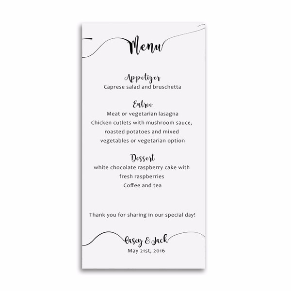personalized menu romantic design menu whole set available mu022