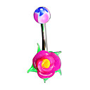 argenté fleur nombril en acier inoxydable / perçage des oreilles (couleurs assorties)