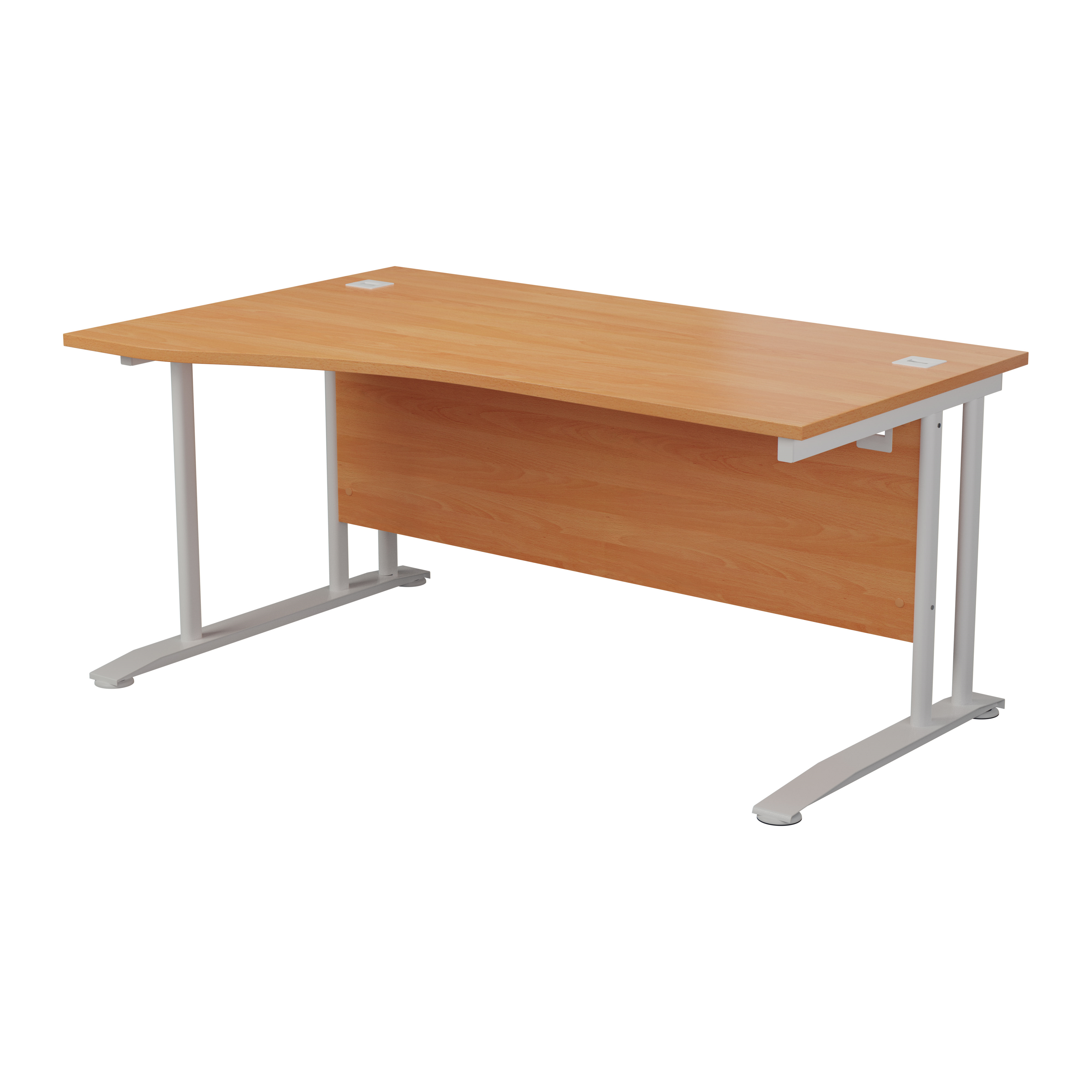 One Cantilever Plus 1600 LH Wave Cantilever Workstation - Beech Top White Legs