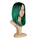 Synthetic Wig Straight Kardashian Straight Bob With Bangs Wig Medium Length Green Synthetic Hair Women's Middle Part Bob Ombre Hair Dark Roots Black