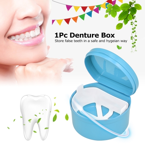 1Pc Denture Box Denture Case Dental False Teeth Cleaning Box Denture Bath Container Retainer Denture Holder