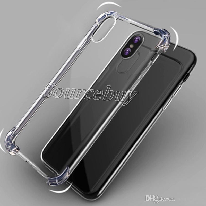 Free Shipping Phone Cases For iphone X 7 6 plus Transparent TPU Acrylic Bumper Shockproof Back Cover For Galaxy S6 S7 Edge Note8
