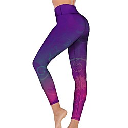 21Grams Women's High Waist Yoga Pants Cropped Leggings Tummy Control Butt Lift Breathable Purple Fitness Gym Workout Running Winter Sports Activewear High Elasticity
