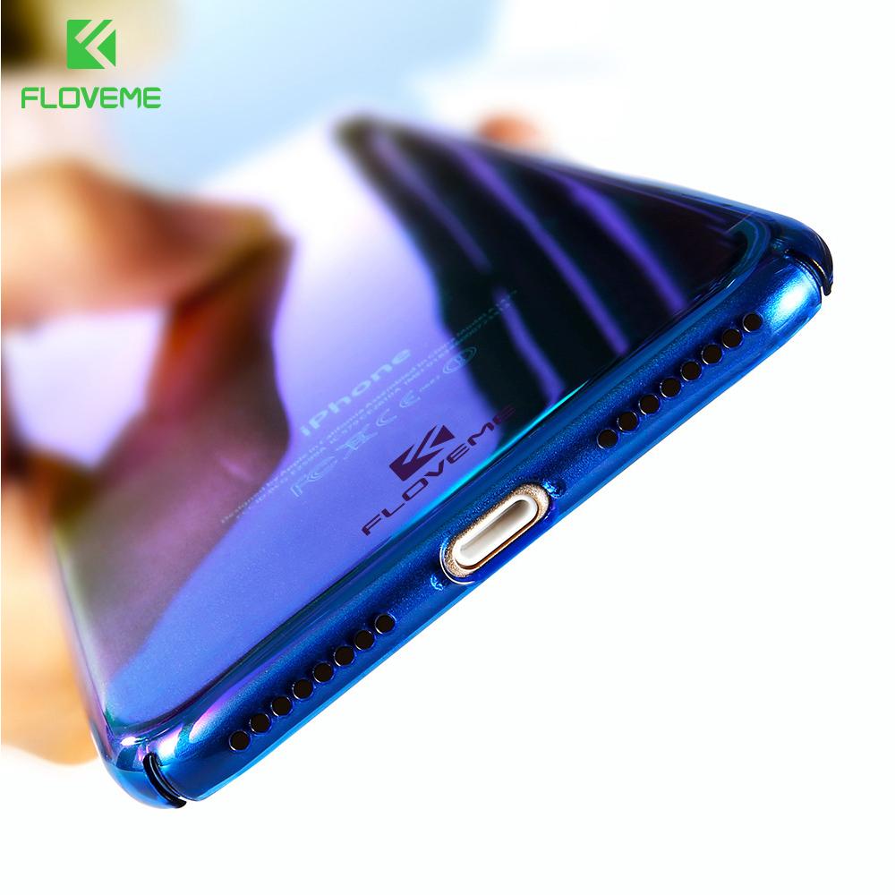 FLOVEME For iPhone 6 6S Plus 7 7plus Case 5 5S SE Gradient Blue-Ray Light Case For Samsung S6 S7 Edge S8 Plus Clear Accessories Cover Capa
