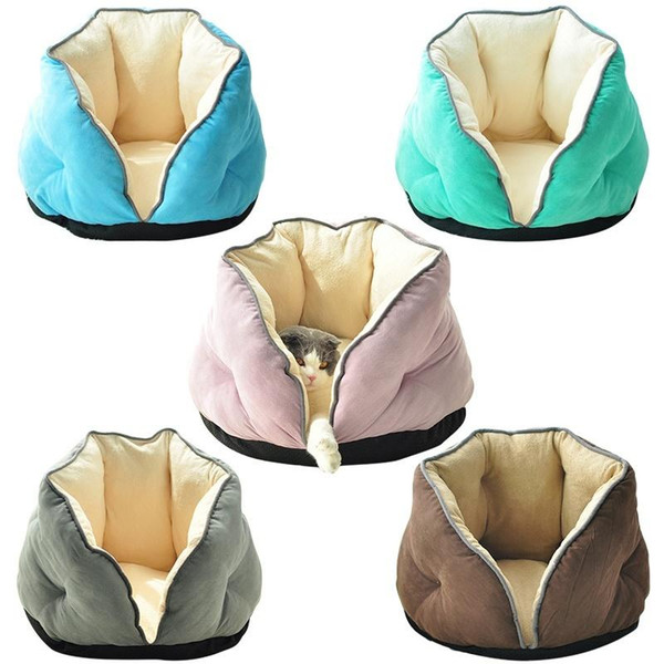 Winter Soft Cat Bed House Deep Sleep Semi-Closed Kitten House Dog Cushion Cave Warm Dog Bed for Small Dogs Thicken Pet Wash
