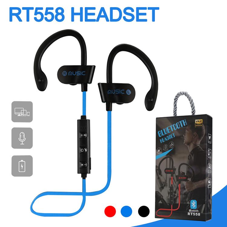 Bluetooth Headphones RT558 Sweatproof Wireless Earbuds Running Bass HiFi Stereo In-Ear Earphones Noise Cancelling Headsets With Package