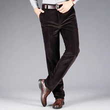 Red casual pants new Corduroy men's casual pantscasual streetwea classic middle-aged business straight stretch red brand wine