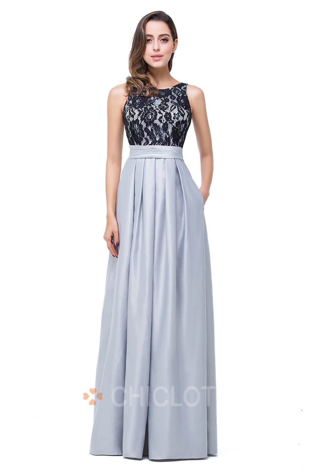 Chicloth Sleeveless Women Floral Print Overlay Slit Elegant Dresses-Cheap Casual Dresses