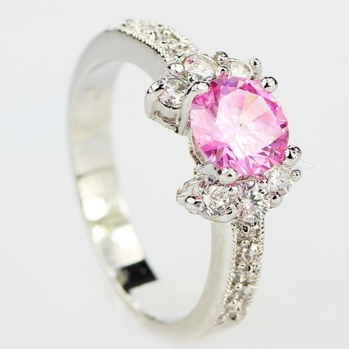Mode 925 Sterling Silber Ring 3ct Größe 6-9 erstaunliche Prinzessin Schnitt Pink Sapphire & Topaz Verlobungsring schwarz 5