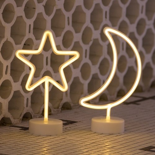 Flamingo / Cactus / Moon / Heart / Angel / Star / Lightning Letreros de neón Luz LED con base de soporte para fiesta Suministros Lámpara de decoración de mesa extraíble para habitación de los niños Estilo 1