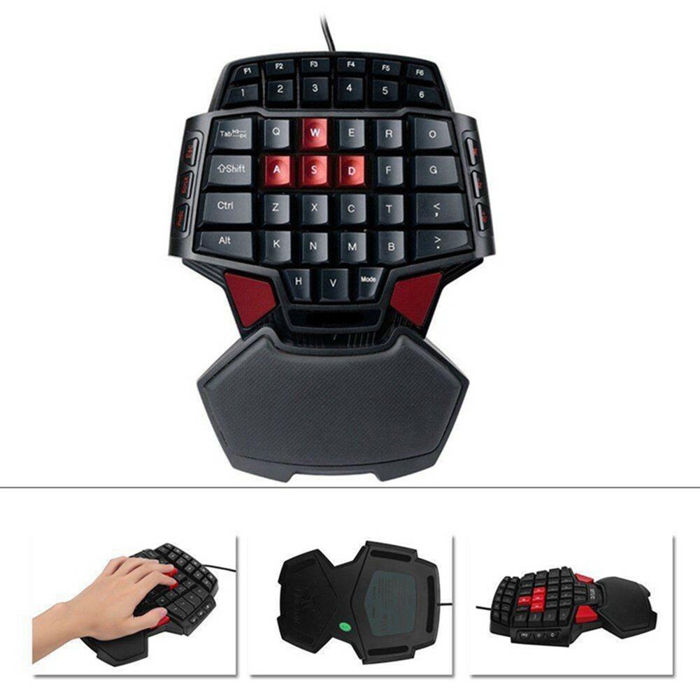 LED Backlit USB Wired Ergonomic Accessories Single Hand PC Colorful Double Space Key Portable Gaming Keyboard Mini For LOL