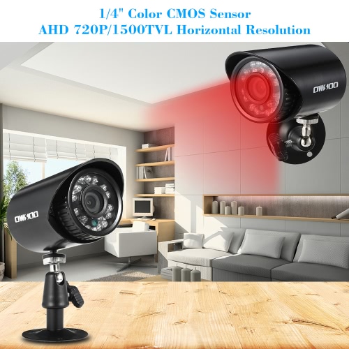 OWSOO  4*720P 1500TVL AHD Waterproof CCTV Camera + 4*60ft Surveillance Cable Support IR-CUT Night View 24pcs Infrared Lamps 1/4