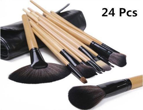 Rosalind Professional 24 Makeup Brush Set tools Make-up Toiletry Kit Wool Brand Make Up Brush Set Case free shipping