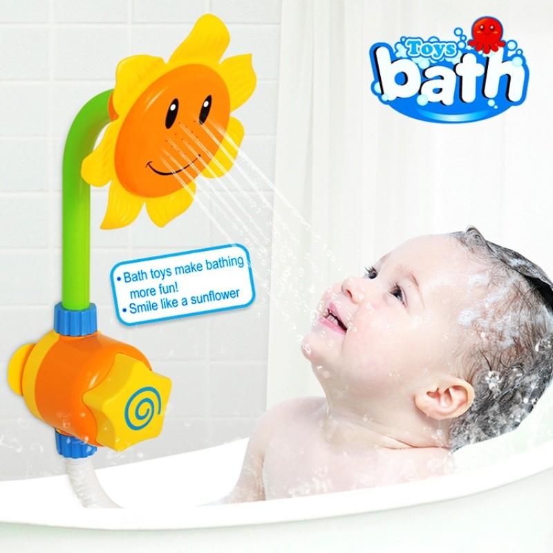 Sunflower Bathing Toy Baby Bath Shower Head Baby Funny Water Game Bath Toy Gift