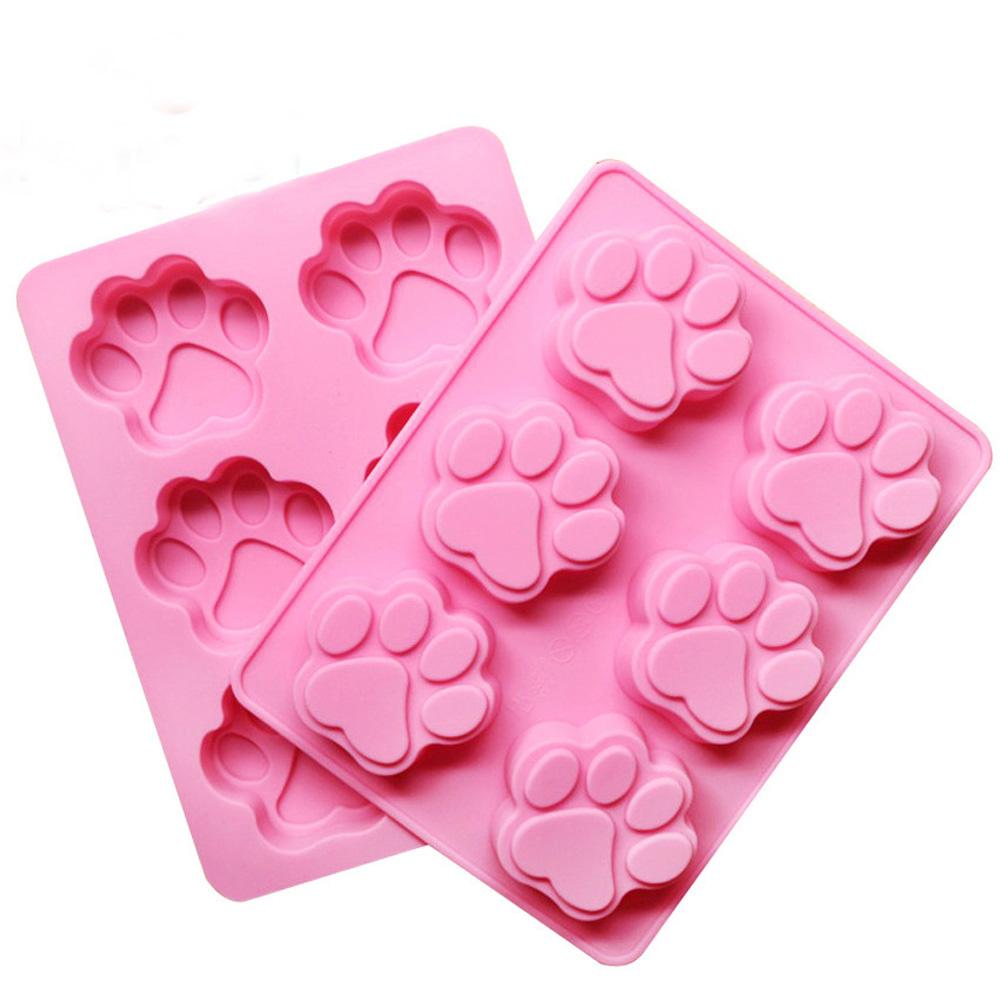 6 Cavity Paw Pan Baking Silicone Cake Mold Cookie Cutter Mold Pudding Mold Jelly Mold Random Color Free Shipping
