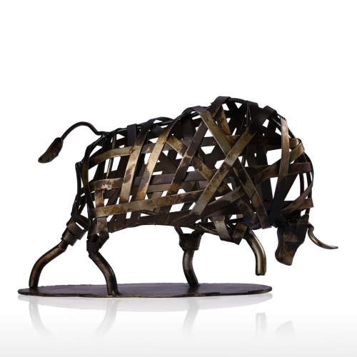 Tooarts Metal Sculpture Iron Braided Cattle Home Furnishing Articles Handmade Crafts