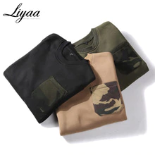 Liyaa Men O-Neck Sweatshirts Tops Trend Brand Men's Camouflage Splice Hoodies Sweatshirt Pullover Sweatshirt Male